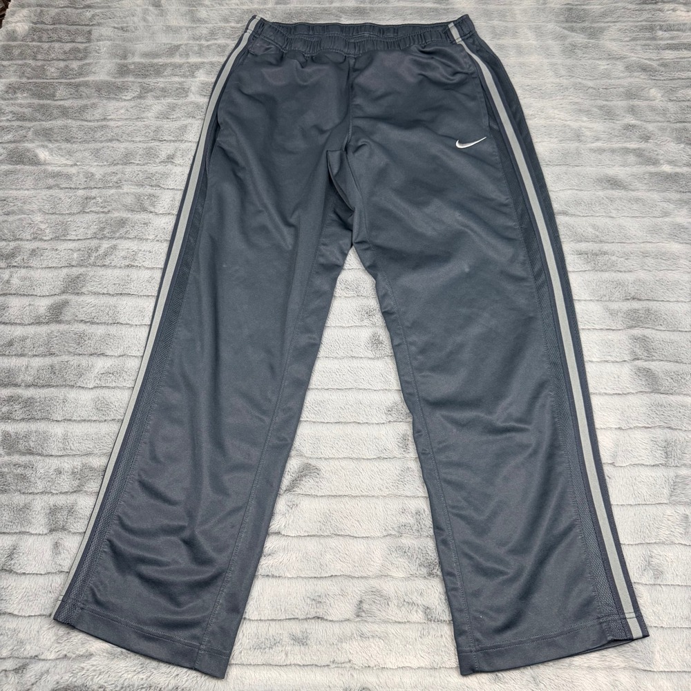 Nike Mens Track Pants Gray Side Stripe Mesh Panel Athletic Training Size M